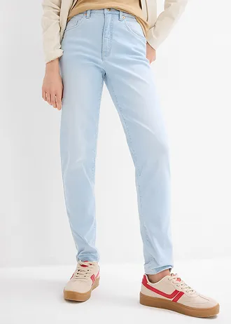 Mom jeans high rise, cropped, Kleur: ijsblauw denim used
