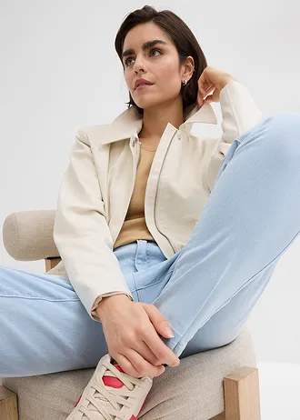 Mom džíny zkrácené, High Rise • ledově modrý denim used • bonprix obchod