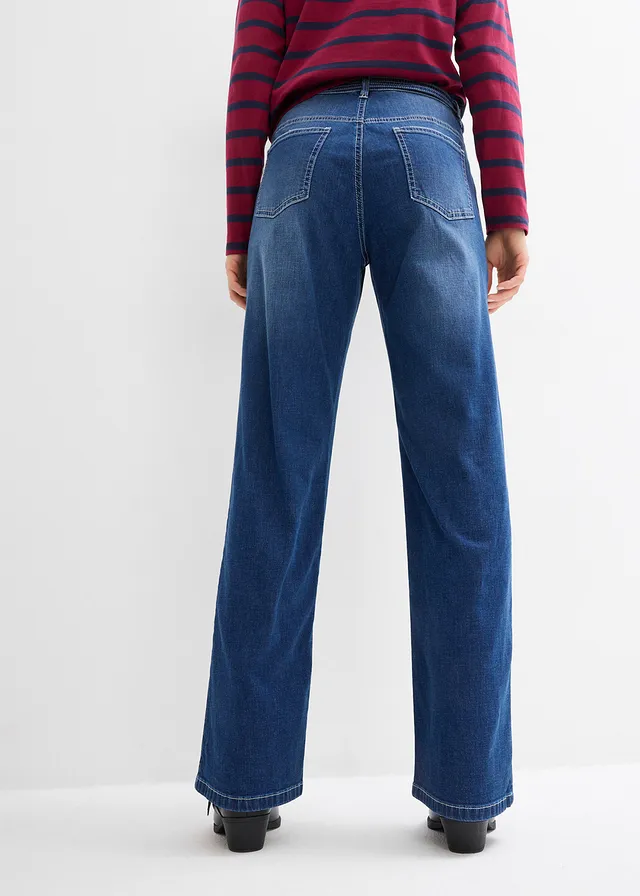 Straight jeans, high waist, Kleur: blue stone used