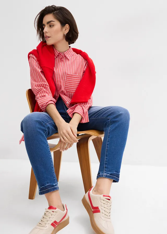 Mom jeans high rise, cropped • middelblauw denim used • product-page.page-title-suffix