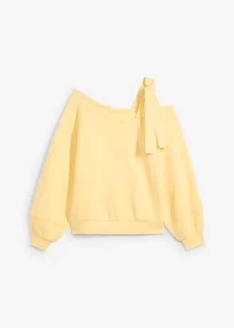 Wijde one shoulder sweater, Kleur: lichtgeel