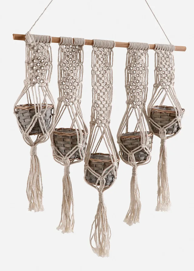 Suport de plante cu ghivece, aspect macrame