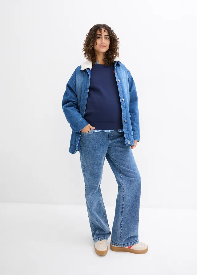 2-in-1 zwangerschapssweater/voedingssweater, Kleur: donkerblauw
