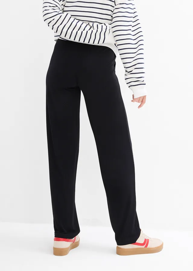 Pantalon de grossesse en jersey, ceinture smockée, coupe droite • noir • product-page.page-title-suffix