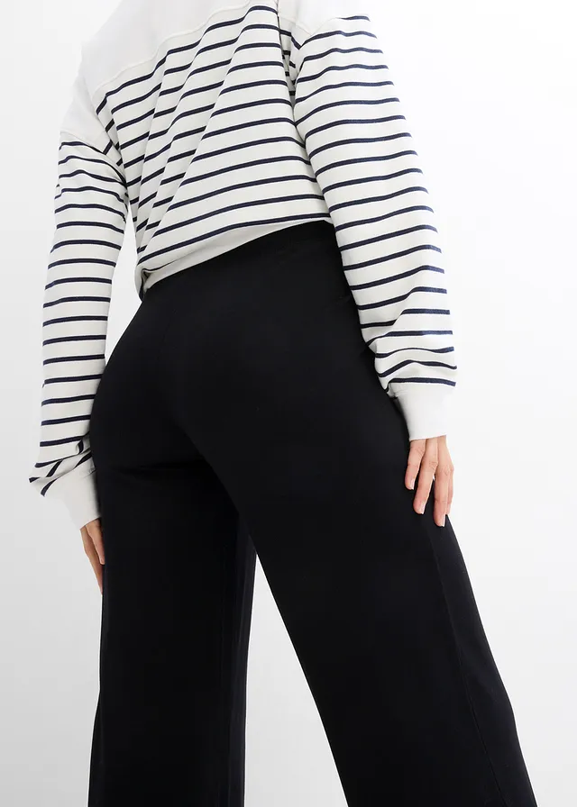 Pantalon de grossesse en jersey, ceinture smockée, coupe droite • noir • product-page.page-title-suffix