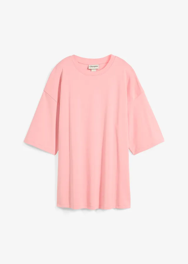 Długi T-shirt z bawełny interlock • jasnoróżowy • sklep bonprix