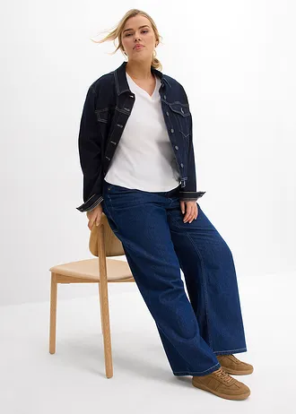 Geribd shirt (set van 2), Kleur: zwart/wit