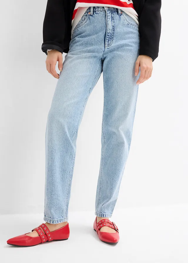 Jean mom taille haute, cropped • bleu glacier denim used • product-page.page-title-suffix