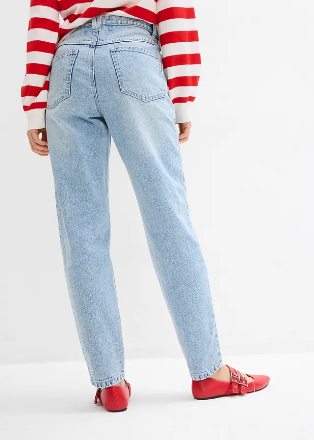 Jean mom taille haute, cropped • bleu glacier denim used • product-page.page-title-suffix