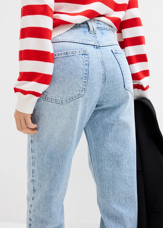 Jean mom taille haute, cropped • bleu glacier denim used • product-page.page-title-suffix