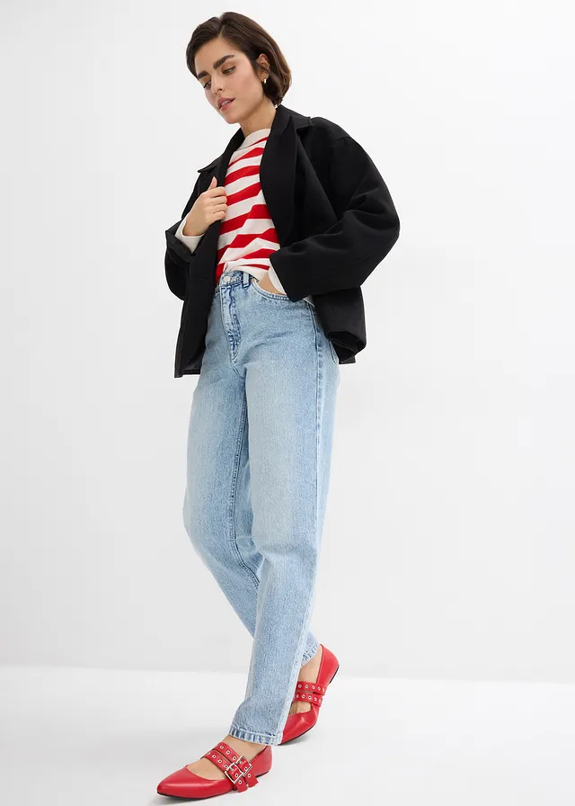 Jean mom taille haute, cropped • bleu glacier denim used • product-page.page-title-suffix