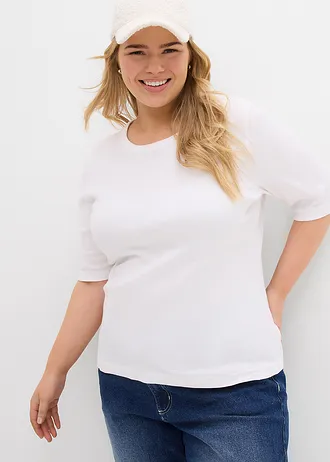 Geribd shirt met biologisch katoen (set van 2), Kleur: zwart/wit