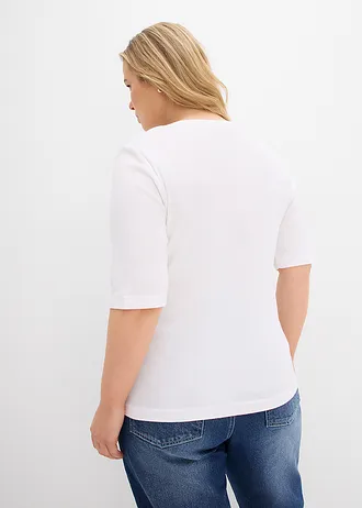 Geribd shirt met biologisch katoen (set van 2), Kleur: zwart/wit