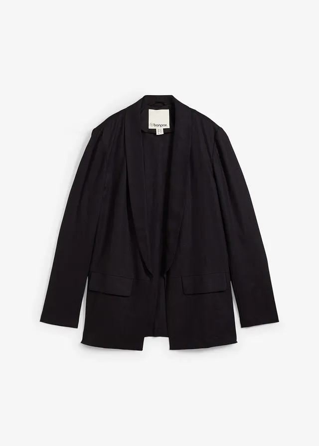 Wijde blazer in een mix van linnen en viscose