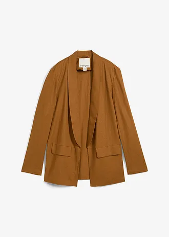 Wijde blazer in een mix van linnen en viscose • cognac • bonprix online shop