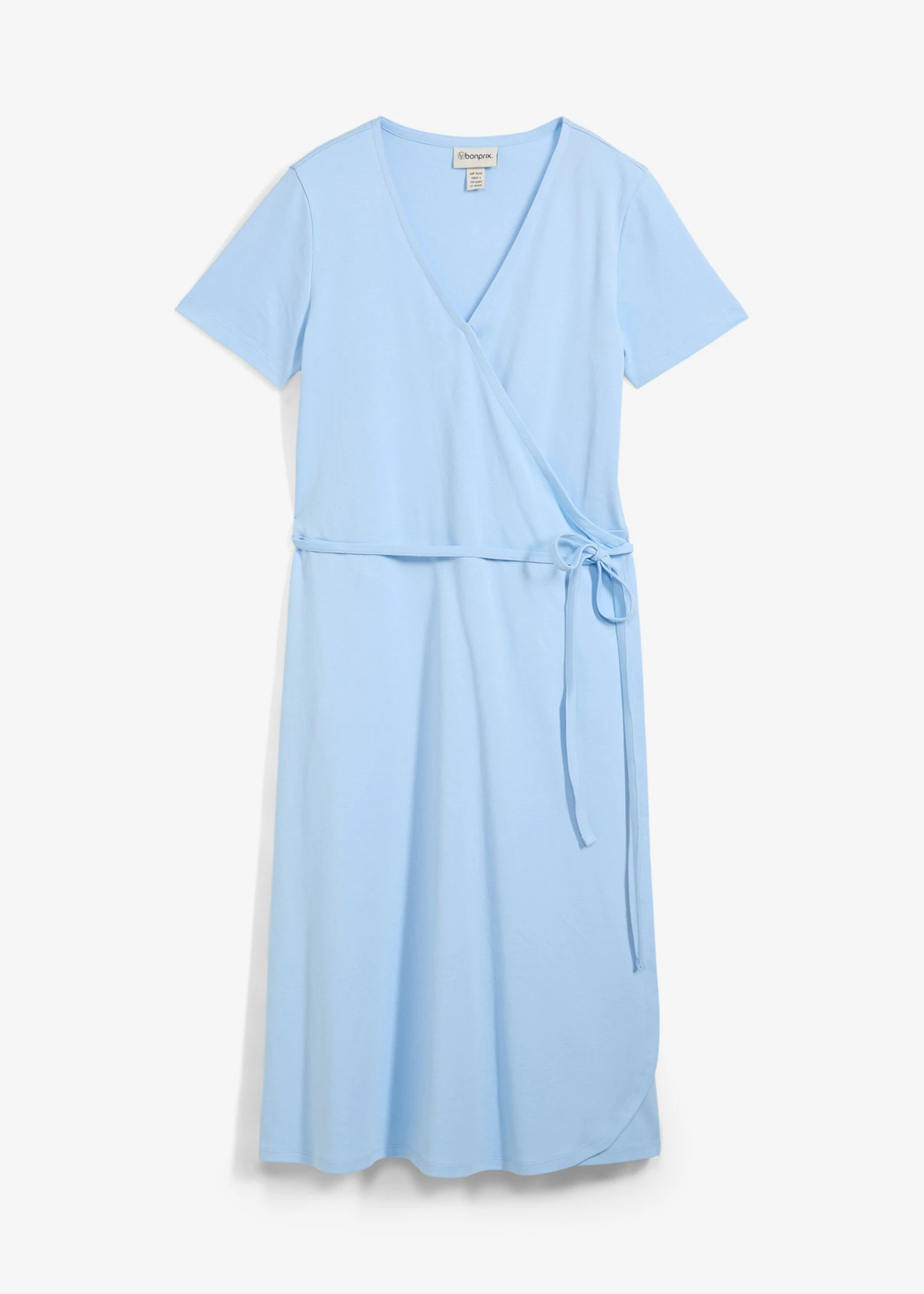 Jersey jurk met wikkeldetail • lichtblauw • bonprix online shop