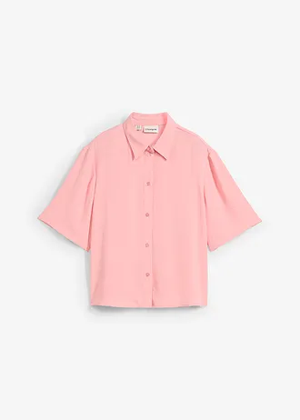 Boxy blouse van lichte crêpe, Kleur: soft roze
