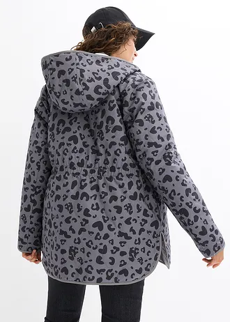 Oboustranná těhotenská bunda 4 v 1, se vsadkou na miminko • kouřově šedá s leopardím potiskem • bonprix obchod