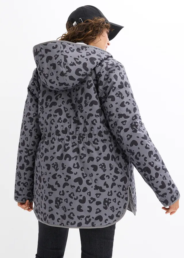 4-in-1 omkeerbare zwangerschapsjas / draagjas, Kleur: rookgrijs+leoprint