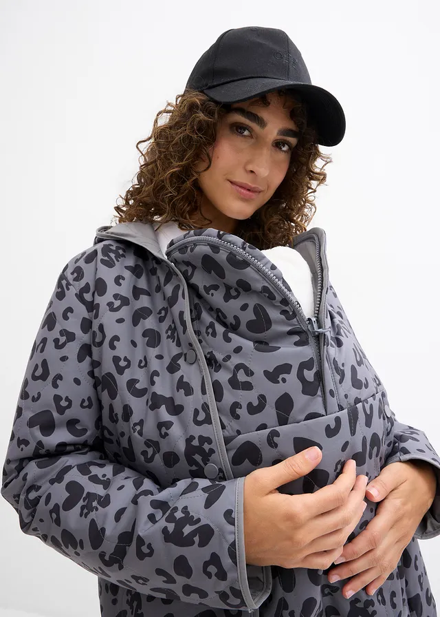4-in-1 omkeerbare zwangerschapsjas / draagjas • rookgrijs+leoprint • product-page.page-title-suffix
