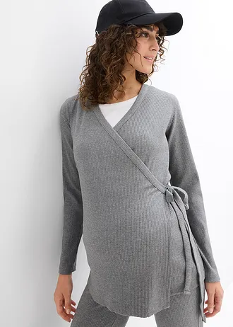 Gilet cache-cœur de grossesse et legging confortable (ens. 2 pces) • gris chiné • Boutique bonprix