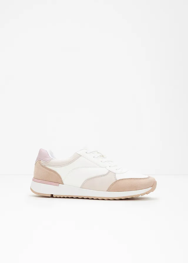 Sneakers, Couleur: blanc-beige-mauve poudré
