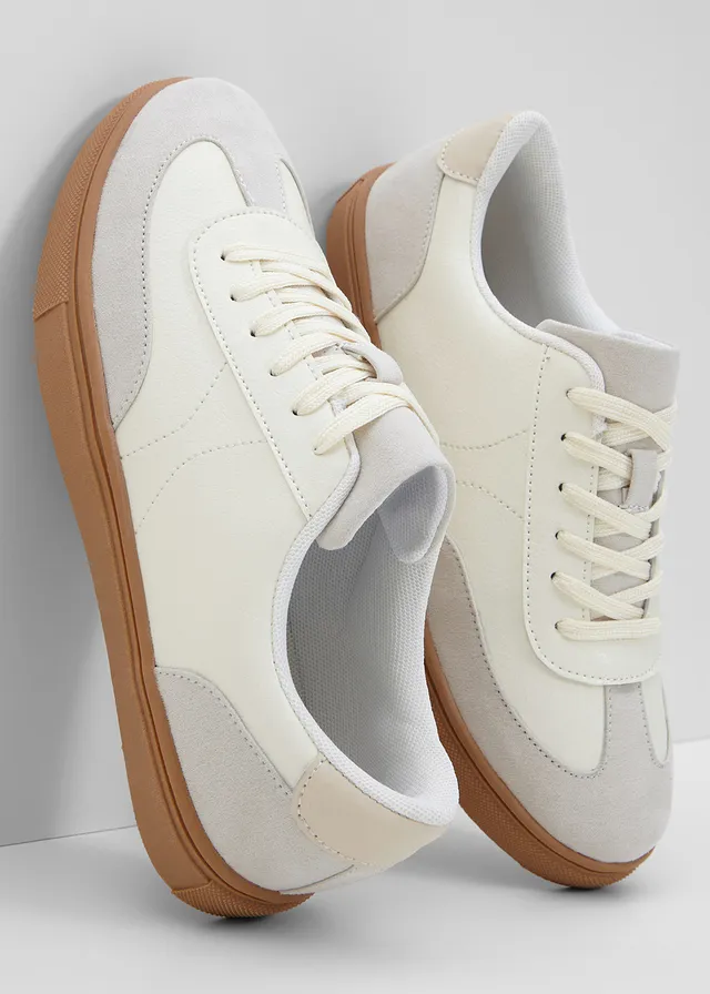 Sneakers in retrolook, Kleur: wolwit