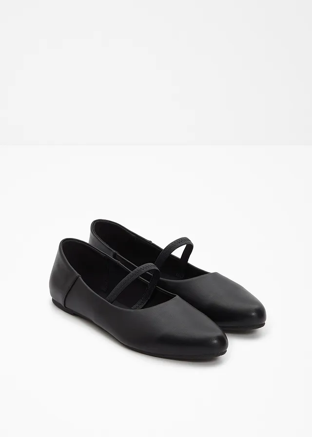 Ballerina's met elastische bandjes, Kleur: zwart