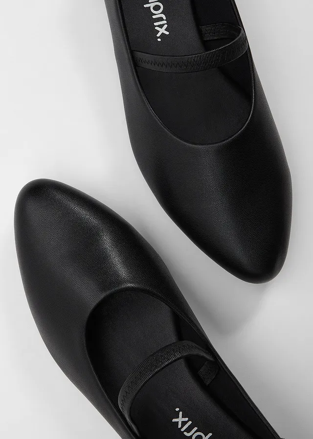 Ballerina's met elastische bandjes, Kleur: zwart