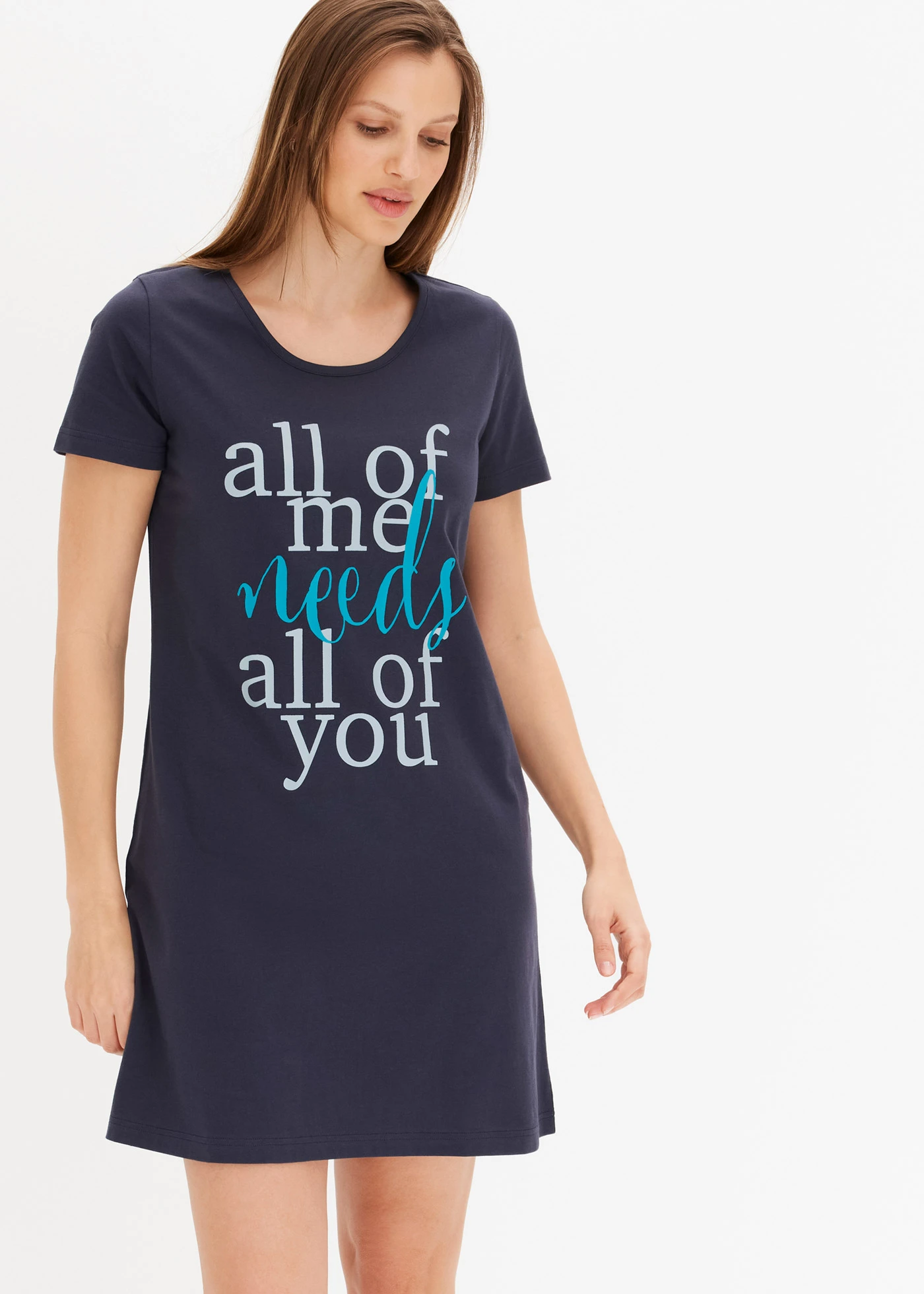 Cămașă de noapte scurtă 100% din bumbac (set/2 buc.) • mov-afină/marin profund • magazin bonprix