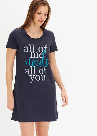 Lot de 2 chemises de nuit courtes 100% coton • myrtille-bleu nuit • Boutique bonprix