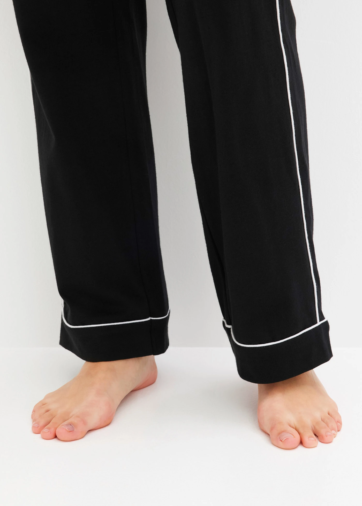 Pijama din bumbac moale • negru/alb • magazin bonprix