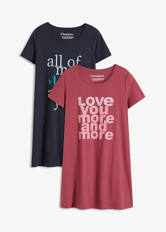 Lot de 2 chemises de nuit courtes 100% coton