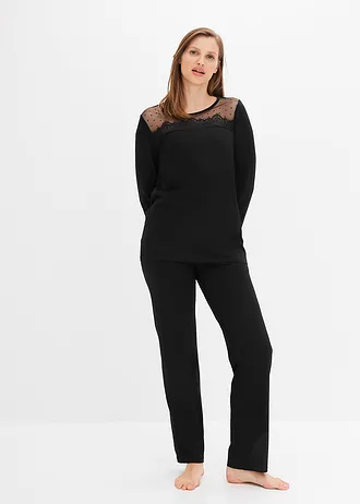 Pyjama met kant • zwart • bonprix online shop