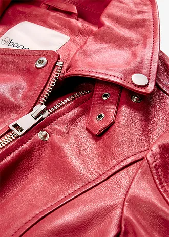 Geacă biker din piele nappa de miel • roz-zmeură fumuriu • magazin bonprix