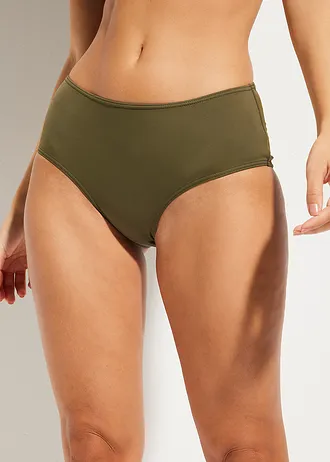 High waist bikinibroekje, Kleur: donkerolijfgroen