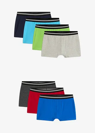 Boxershorts met zacht katoen (set van 7), Kleur: azuurblauw+lichtgrijs gemêleerd+antraciet gemêleerd+donkerrood+donkerblauw+turkoois+knalgroen
