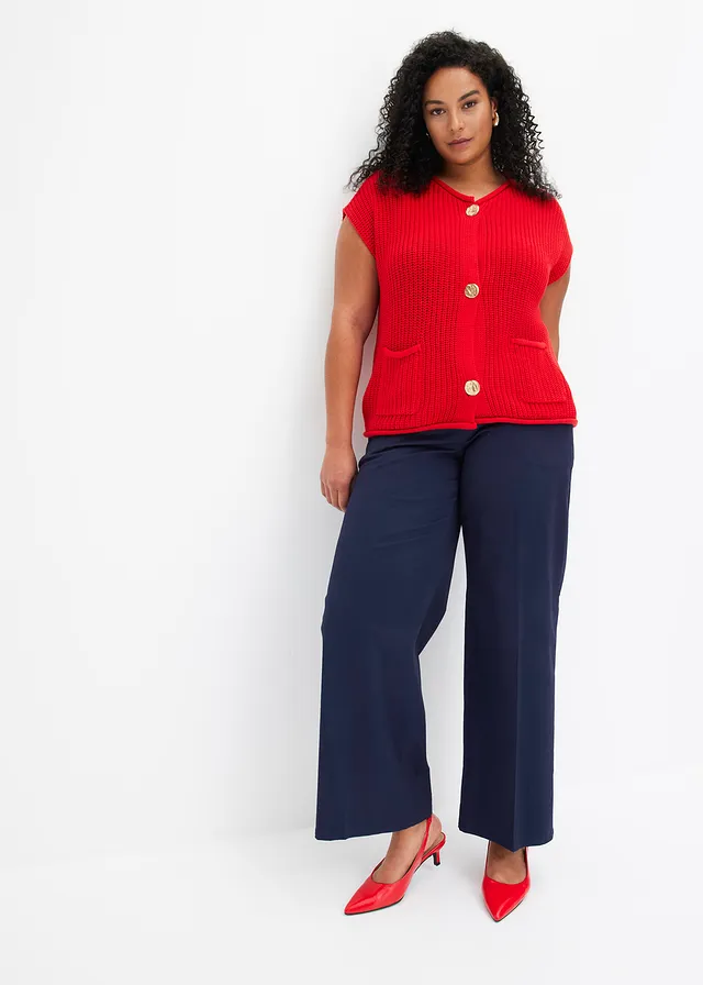 Gilet sans manches en maille avec des poches, Couleur: fraise