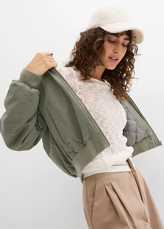 Gevoerd bomberjack • rookolijfgroen • bonprix online shop