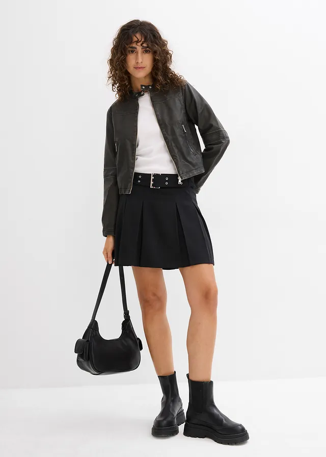 Veste biker, look used gris