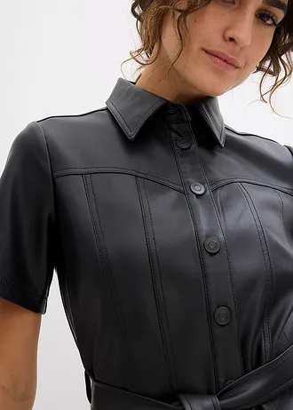 Imitatieleren jurk • zwart • bonprix online shop