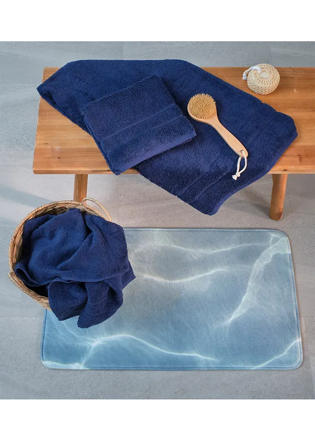 Serviette de toilette en éponge douce pur coton • bleu foncé • product-page.page-title-suffix