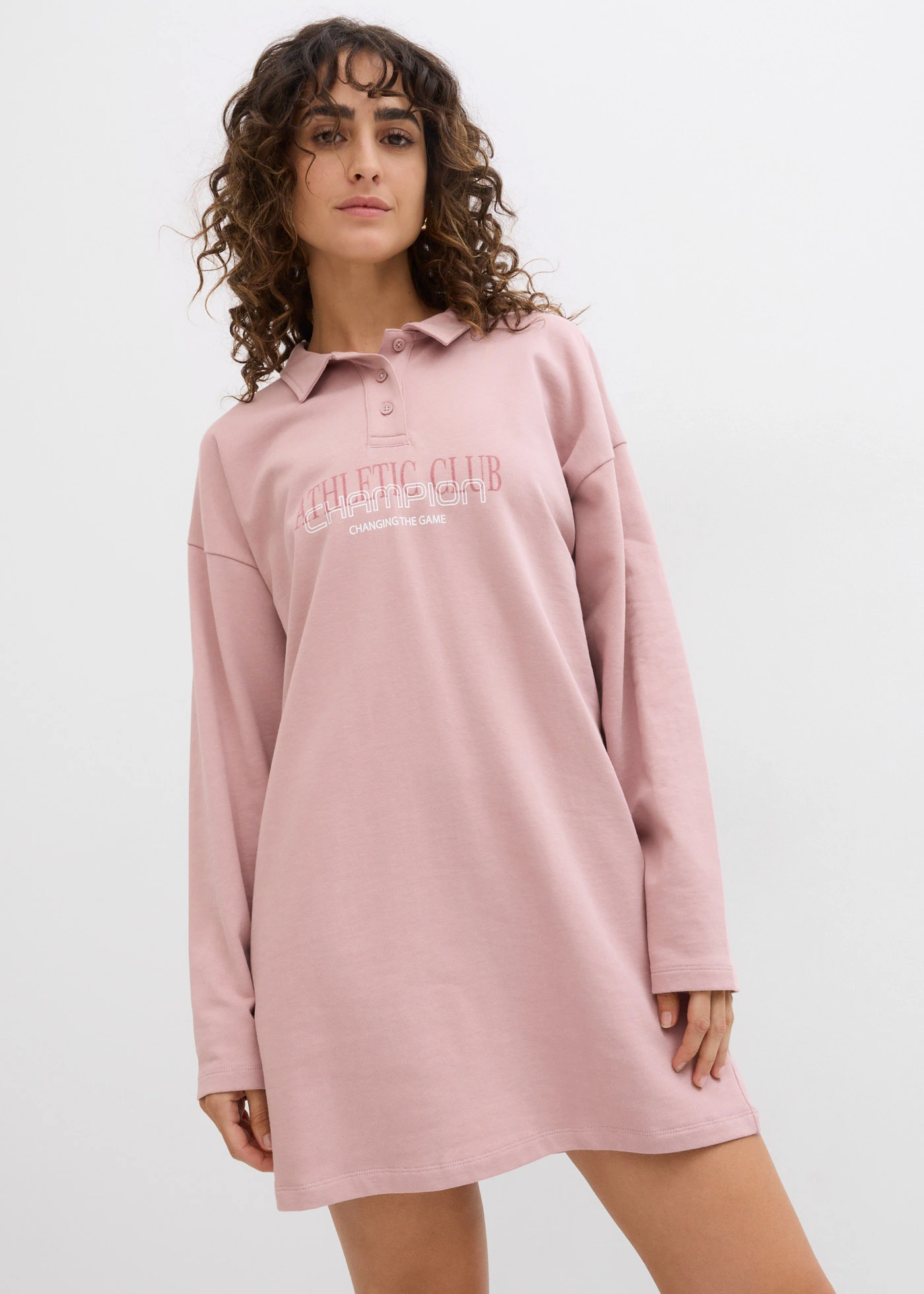 Sweatjurk van katoen • rozenhout + wit • bonprix online shop