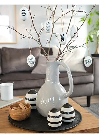 Objet déco Œufs de Pâques (3 pces), Couleur: noir/blanc