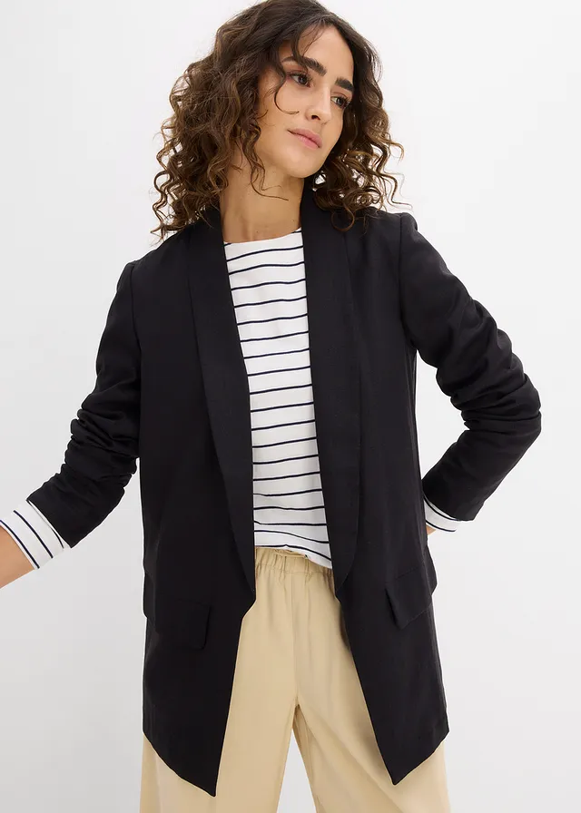 Blazer ample en mélange lin-viscose • noir • product-page.page-title-suffix