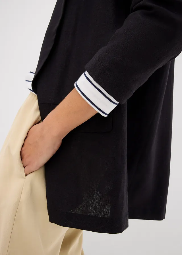 Blazer ample en mélange lin-viscose • noir • product-page.page-title-suffix