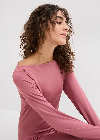 Sukienka z miękko lejącego dżerseju • kremowy jeżynowy • bonprix obchod