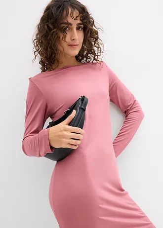 Sukienka z miękko lejącego dżerseju • kremowy jeżynowy • bonprix obchod