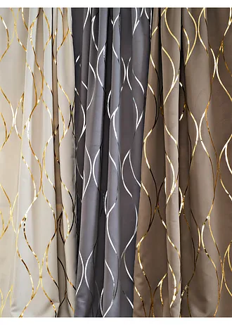 Draperie opacă suprafața lucios (1 buc.) • gri-bej/auriu • magazin bonprix