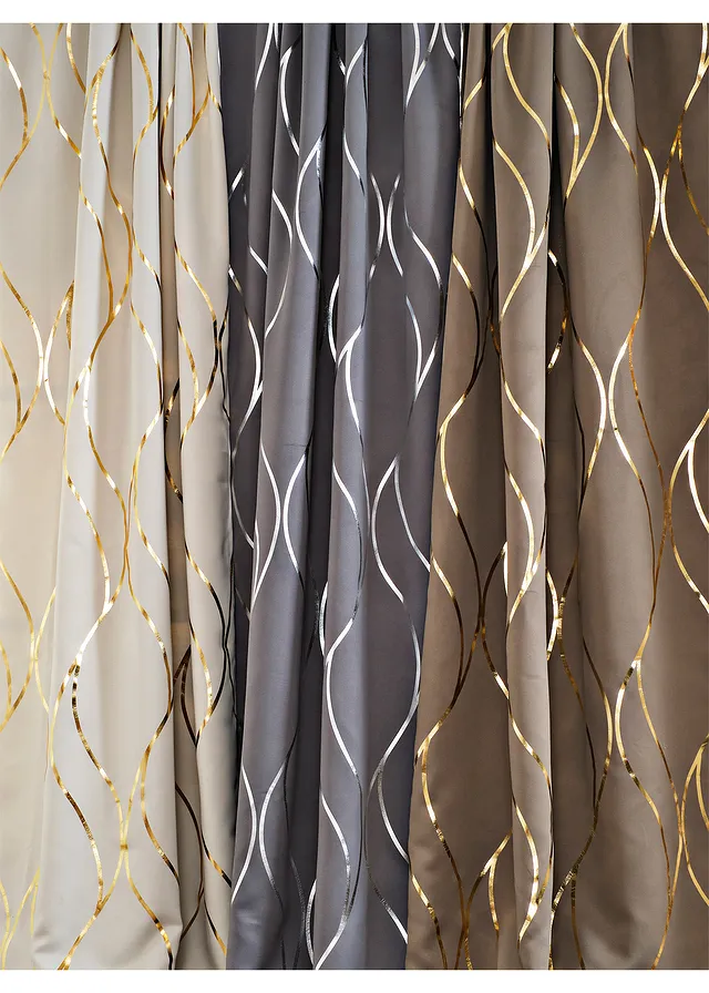 Verduisterend gordijn met glanzende print (1 stuk) • taupe-goudkleur • product-page.page-title-suffix